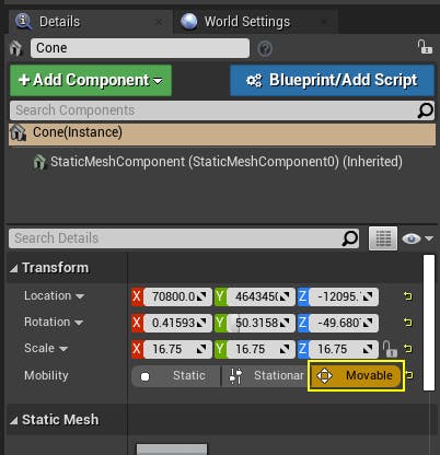 Cesium for Unreal placing movable