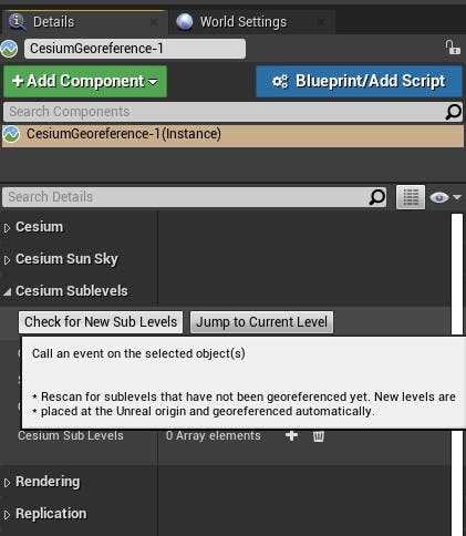 Cesium for Unreal sublevels check for sublevels