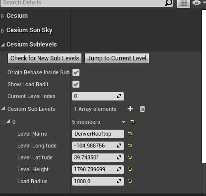 Cesium for Unreal sublevels sublevel properties