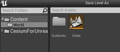 Cesium for Unreal sublevels sublevels folder