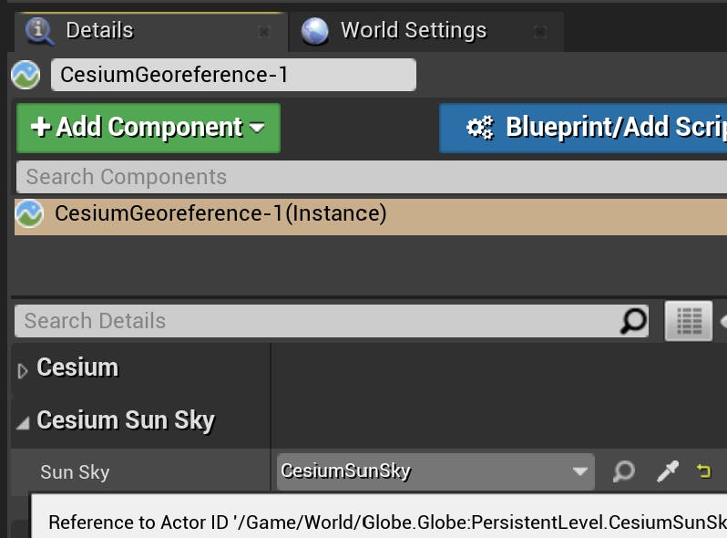 Cesium for Unreal sublevels sunsky geo