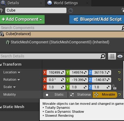 Cesium for Unreal fly to cube movable