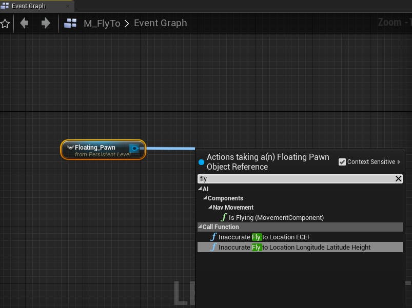 Cesium for Unreal fly to fly to cartographic node
