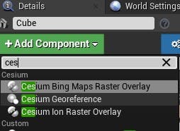 Cesium for Unreal fly to georeference cube