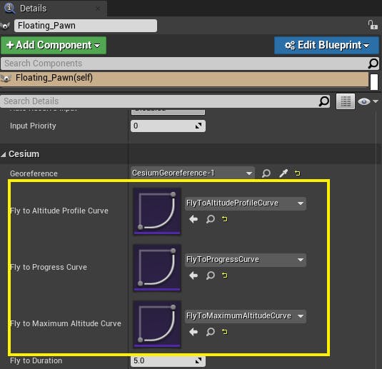 Cesium for Unreal fly to globeAwarePawnVariablesFilled