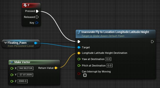 Cesium for Unreal fly to keyboard to fly to