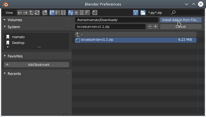 Integrating with Blender InstallFromFile