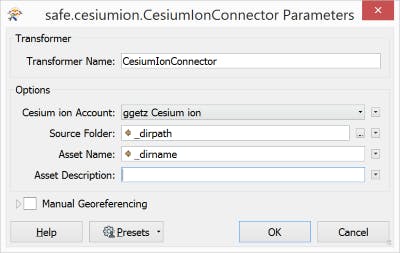 Integrating with FME cesiumIonConnectorOptions