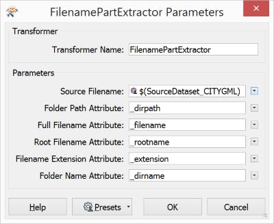 Integrating with FME filenamePartExtractor