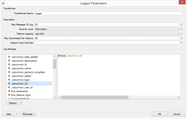 Integrating with FME logUrl