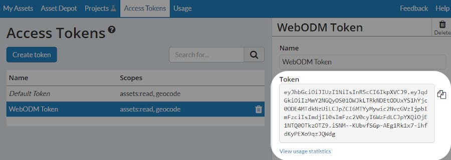 Integrating with WebODM Copy Token
