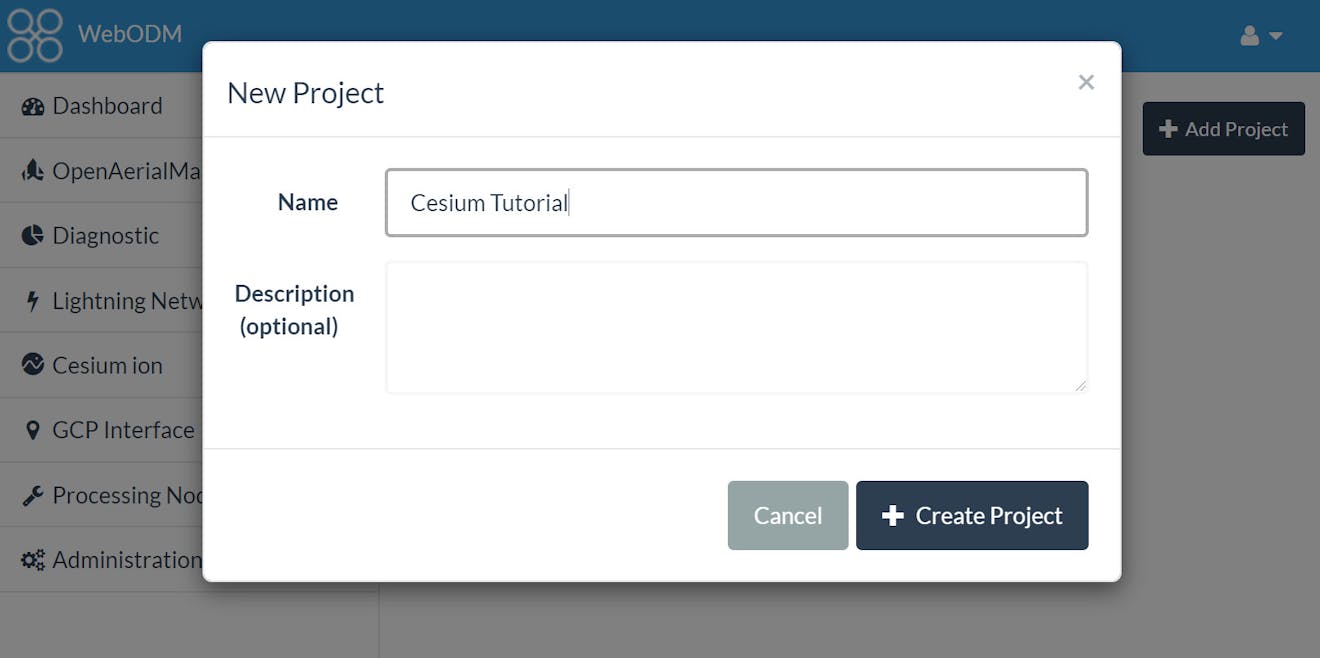 Integrating with WebODM New Project