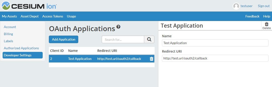 OAuth register application