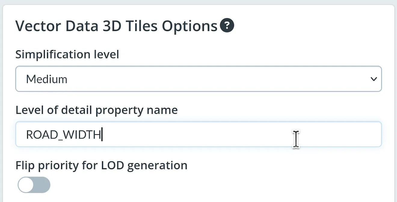 Vector Data 3D Tiles Options