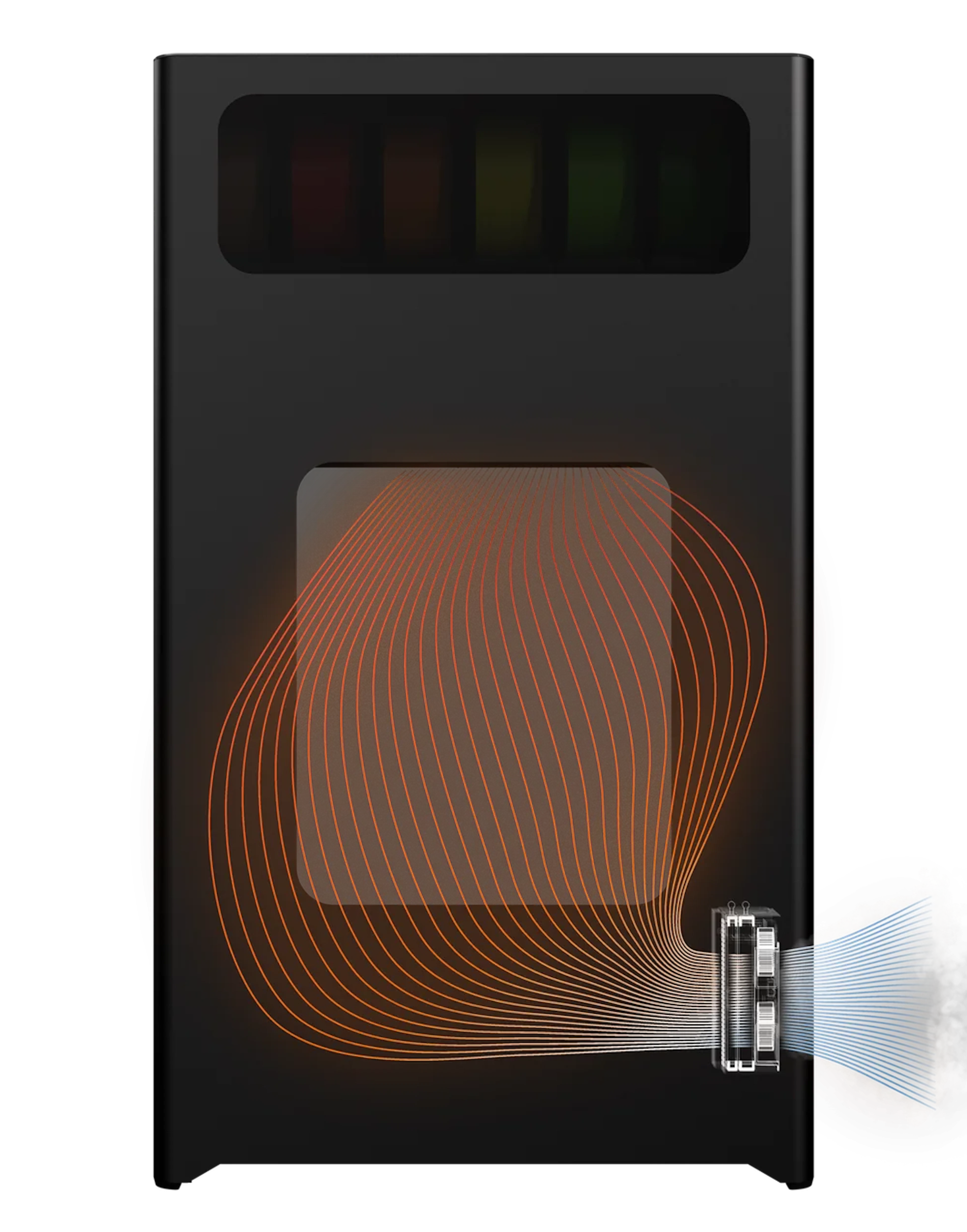 Rear view of the Carbine3D Mk1 with chamber air drawn through the filter and vented