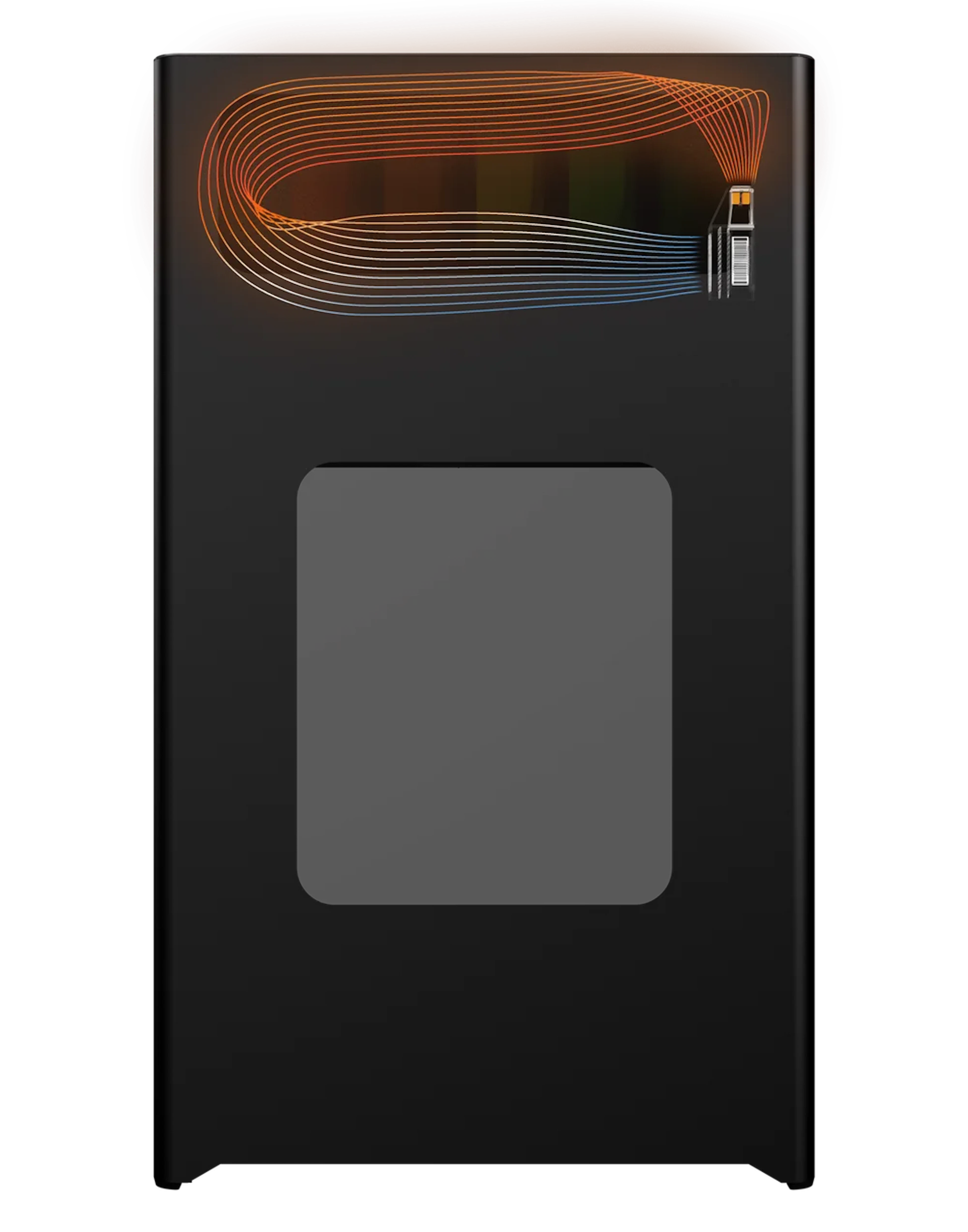 Rear view of the Carbine3D Mk1 with heated air circulating through the filament bay