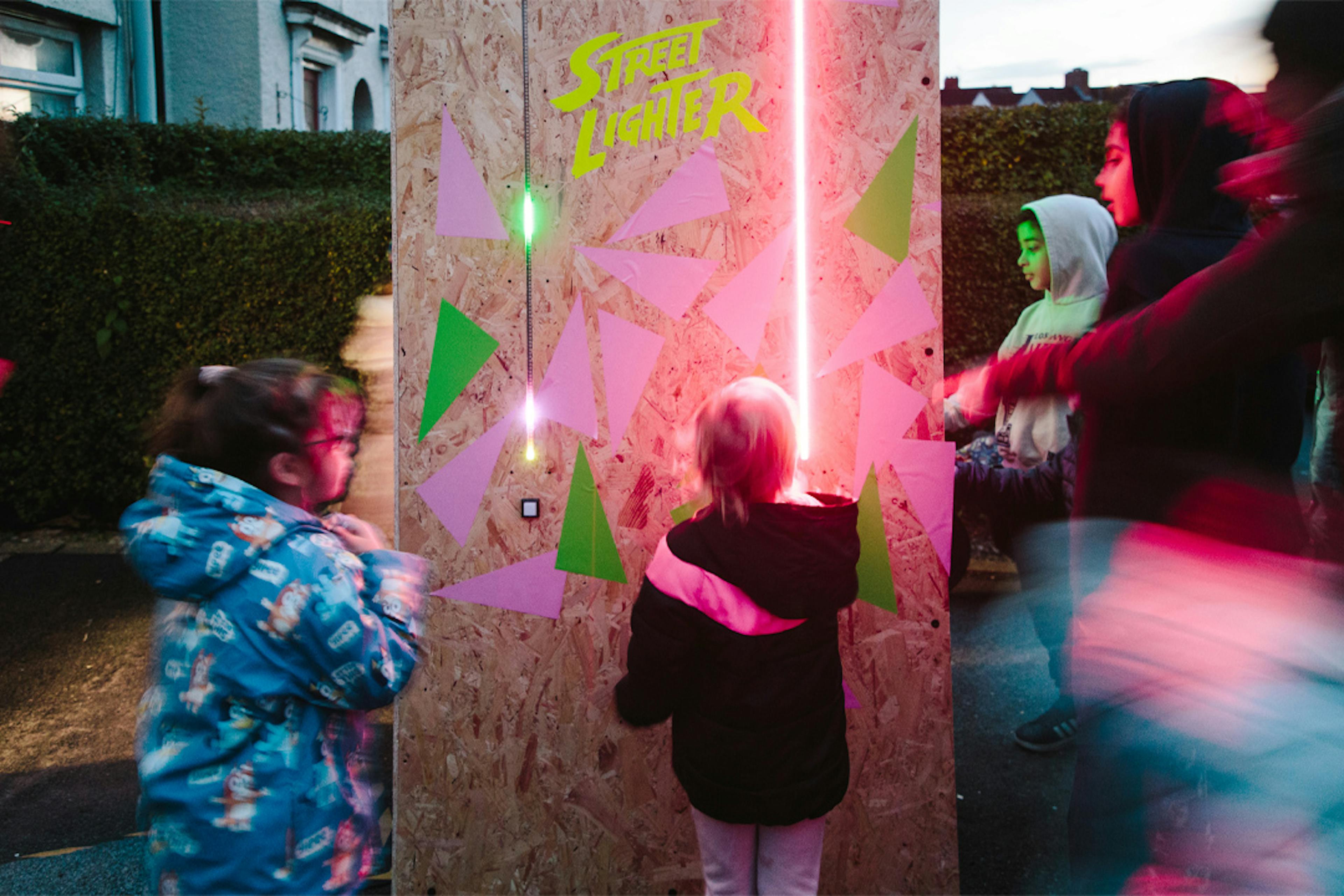 Street Lighter on Andover Road at WeCanMake RetroFit Street event, Knowle West. Photographer: Ibolya Feher