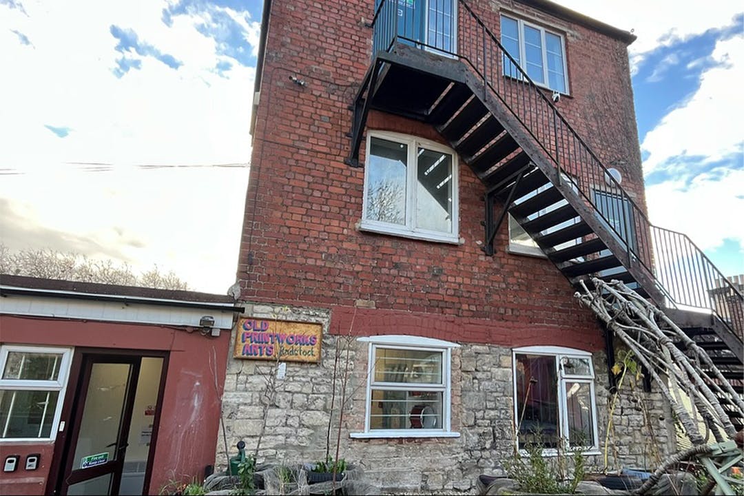 Rear of the Old Printworks Arts Building, Old Printing Works, Waterloo Rd, Radstock, BA3 3EP.