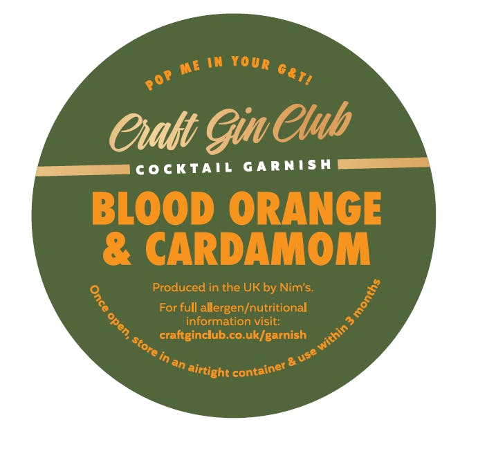 Blood Orange & Cardamom Garnish Label