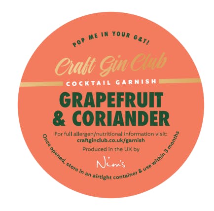 Grapefruit & Coriander Garnish Label