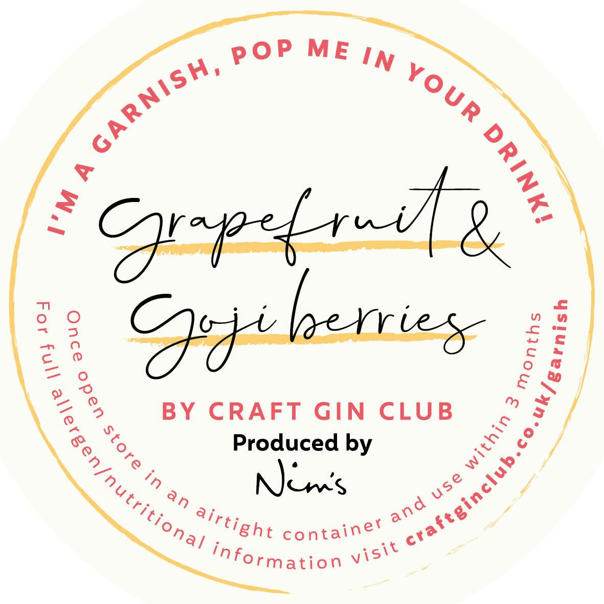 Grapefruits & Goji Berries Garnish Label