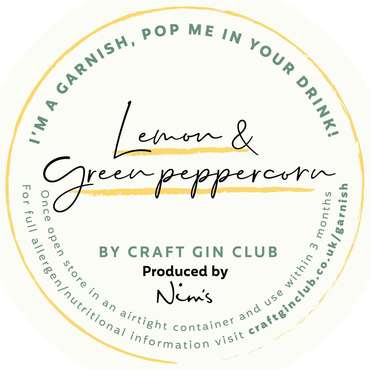 Lemon & Green Peppercorn Garnish Label