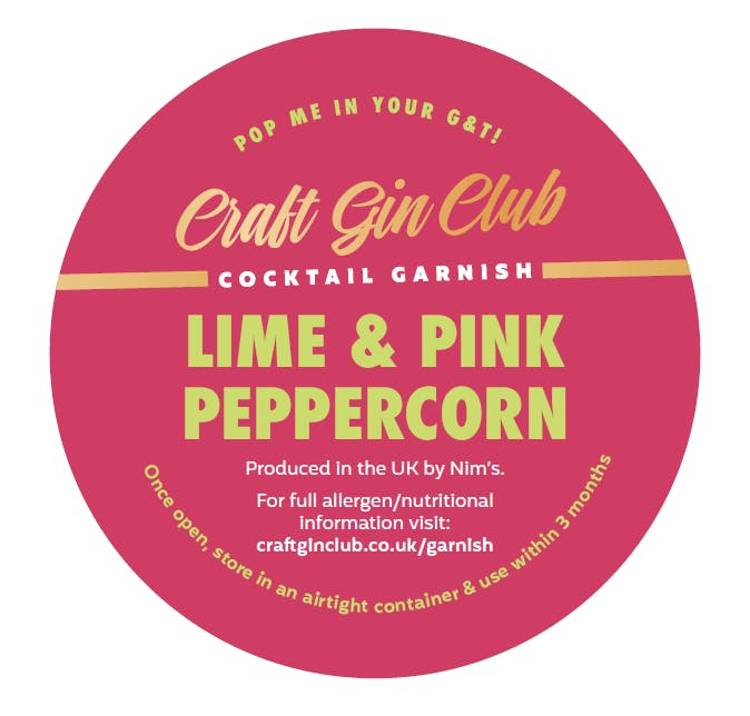 Lime & Pink Peppercorn Garnish Label