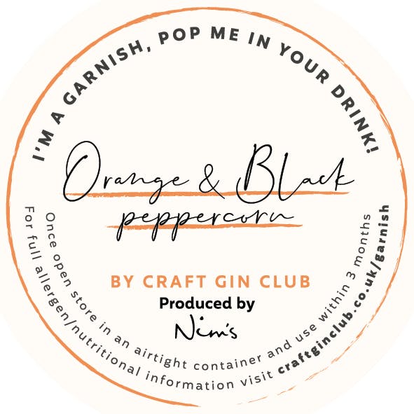 Orange & Black Peppercorn Garnish Label