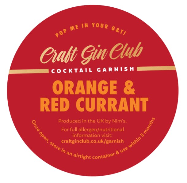 Orange & Red Currant Garnish Label