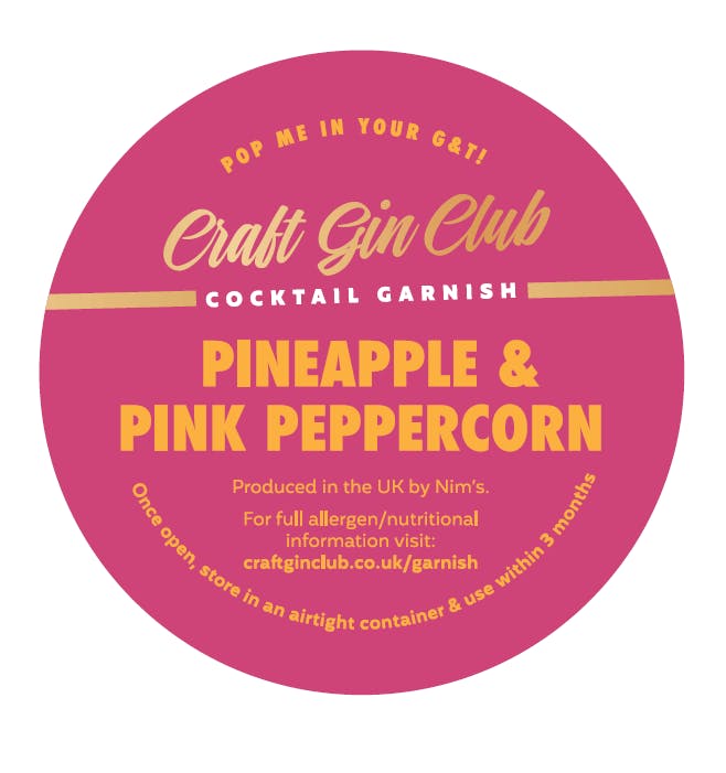 Pineapple & Pink Peppercorn Garnish Label
