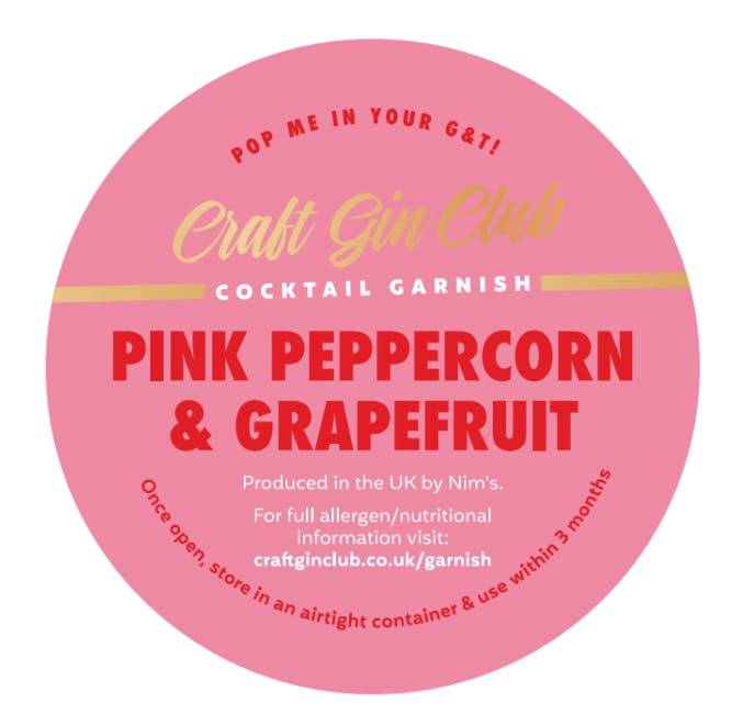 Pink Peppercorn & Grapefruit Garnish Label