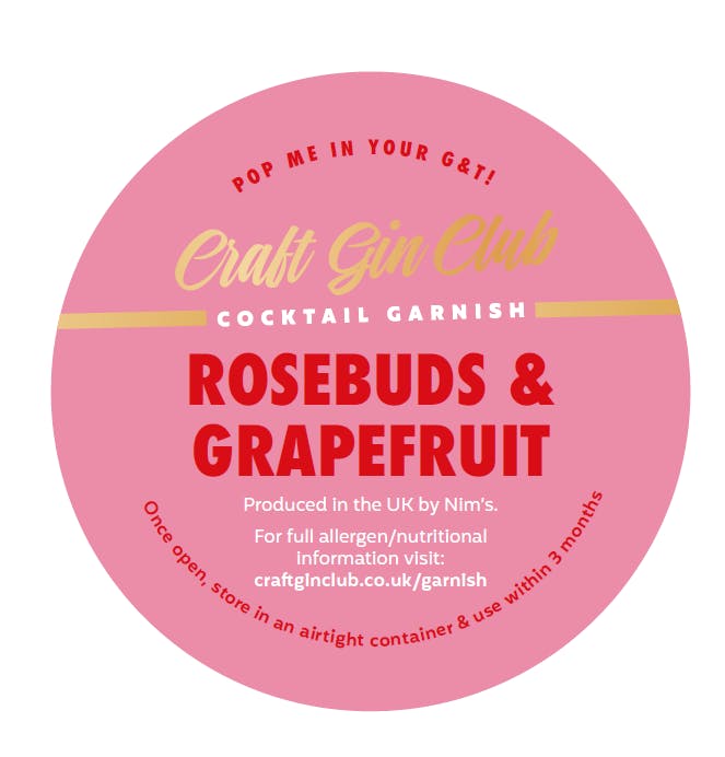 Rosebuds & Grapefruit Garnish Label