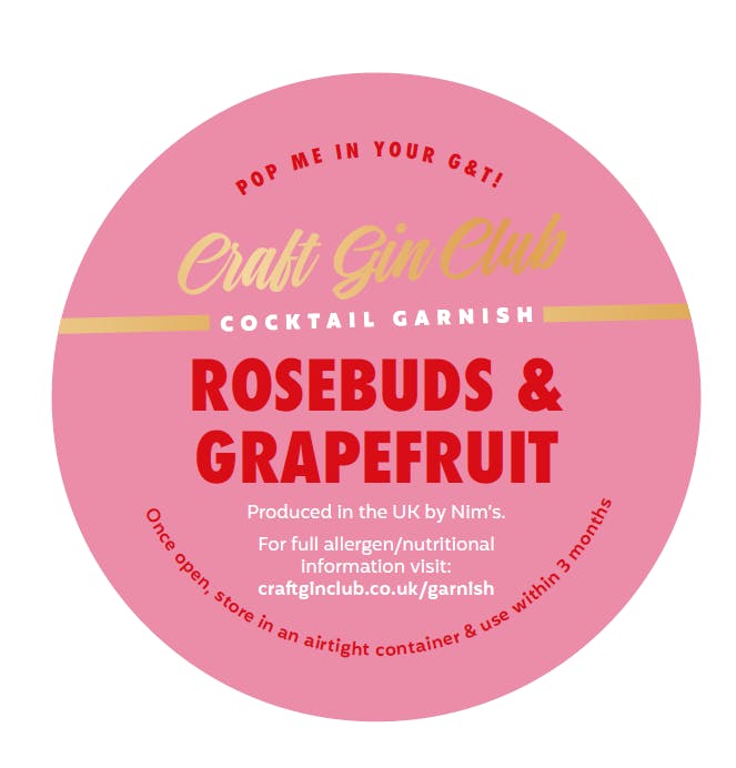 Rosebuds & Grapefruit Garnish Label