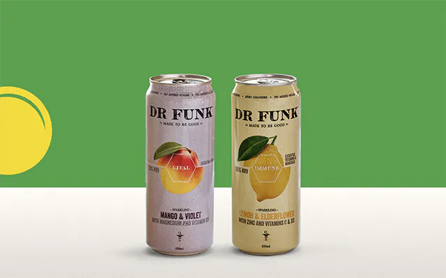 Dr Funk Immune Lemon & Elderflower or Dr Funk Vital Mango & Violet