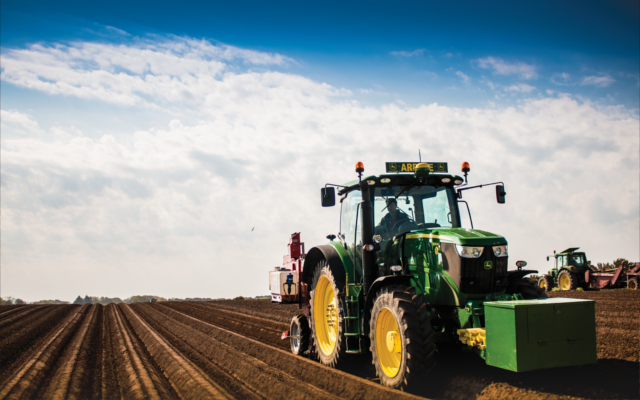 Tractor farming in the countryside