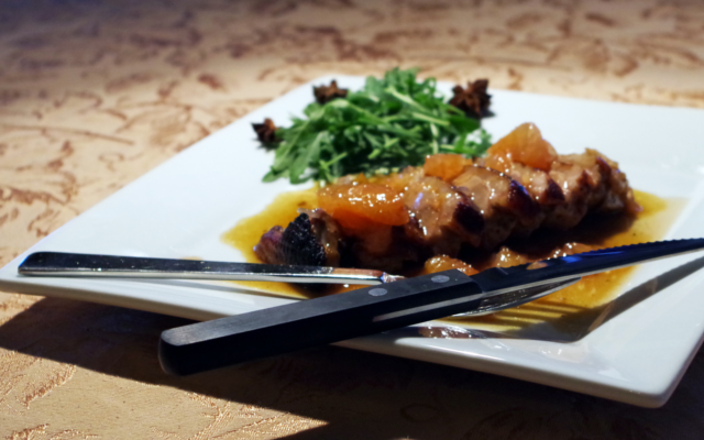 Gunpowder gin and grapefruit duck for dinnee