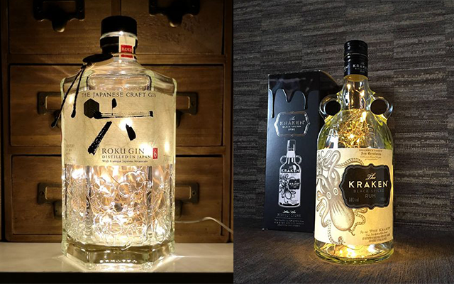 Gin bottle LED light idea
