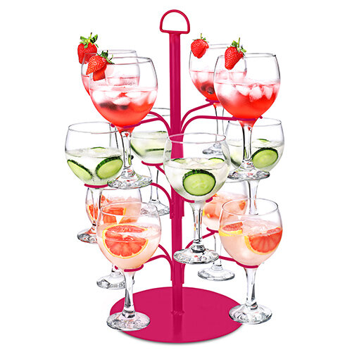 Pink gin balloon glass tree