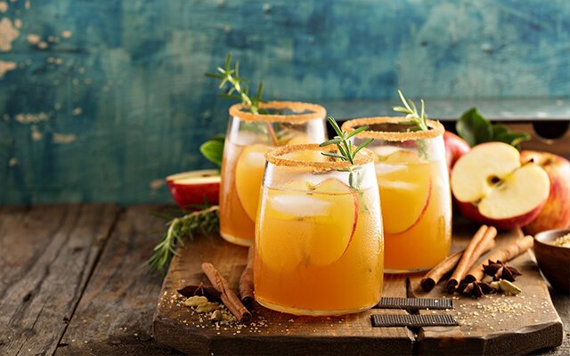 Apple margarita with rimmed glass