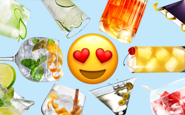 Emoji love heart eyes and gin cocktails