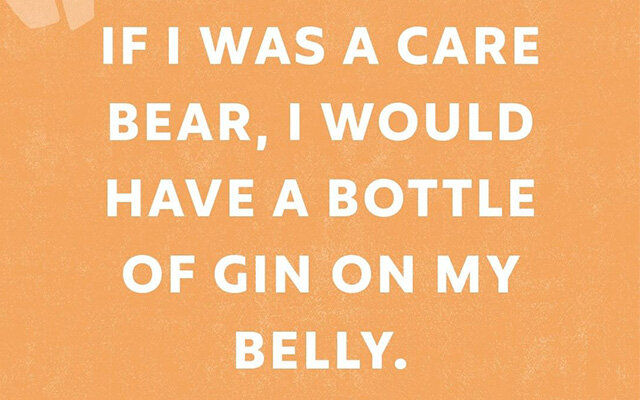 If I was a care bear, I would have a bottle of gin on my belly