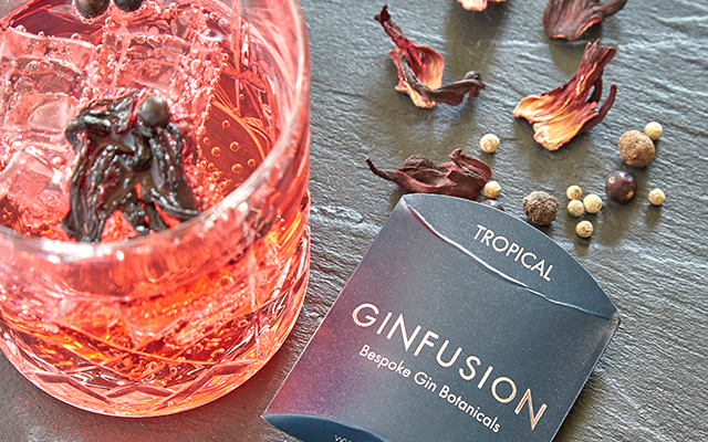 Tropical Ginfusion botanicals and gin and tonic