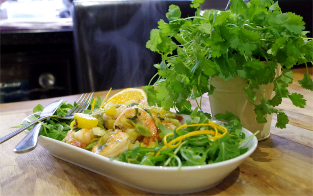 Four Pillars Gin prawns