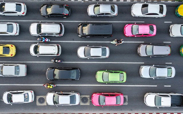 stuck in traffic