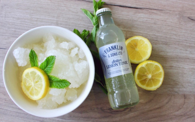 gin and tonic granita using lemons and franklin and sons lemon tonic