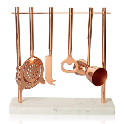 Oliver Bonas Marble Copper Bar Tools Set