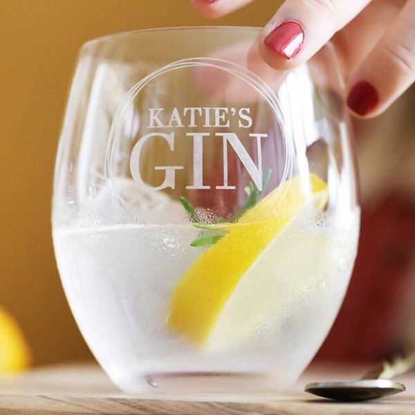 Stemless personalised gin glass