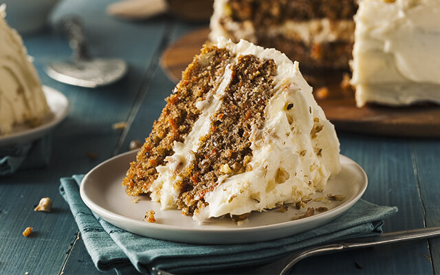 Gin-soaked carrot cake with cream cheese butter icing. Get the recipe: >>