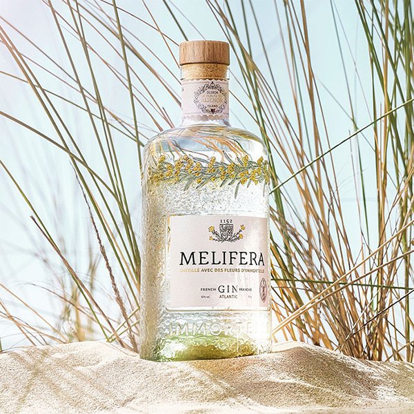 Gin bottle in sand