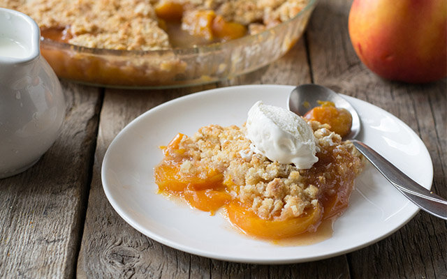 Gin, Honey & Peach Crumble